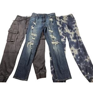 Lot of 3 different fit y2k juniors pants 30x30 EUC jeans lounge cargo tapered #
